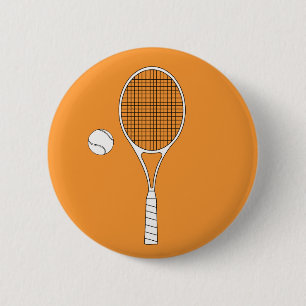 Carácter de raqueta de tenis y botón de bola