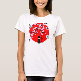 Carácter japonés 11 camiseta con flores de cerezo