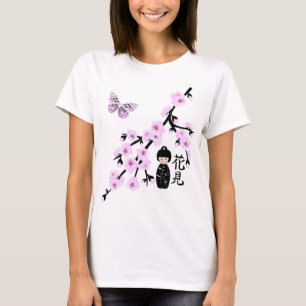 Carácter japonés de 3 camisetas con flores de cere