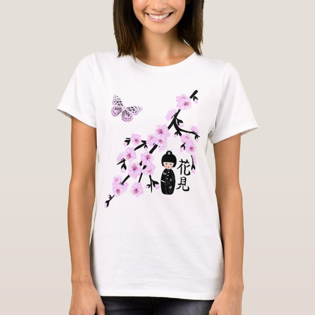 Carácter japonés de 3 camisetas con flores de cere (Anverso)