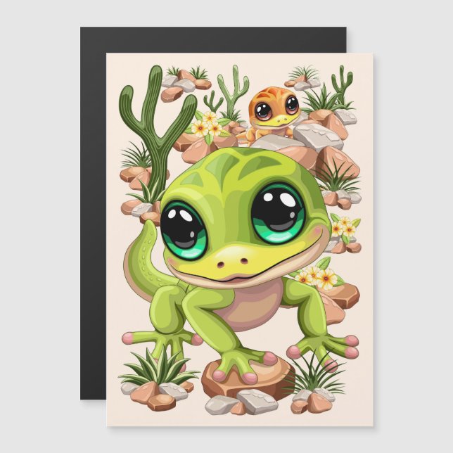 Caracteres de dibujos animados de Baby Geckos Cute (Anverso/Reverso)