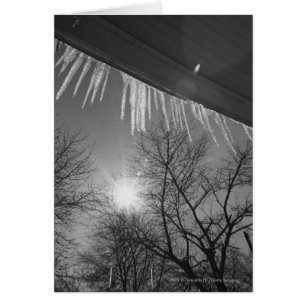 Carámbanos en el tejado y el sol