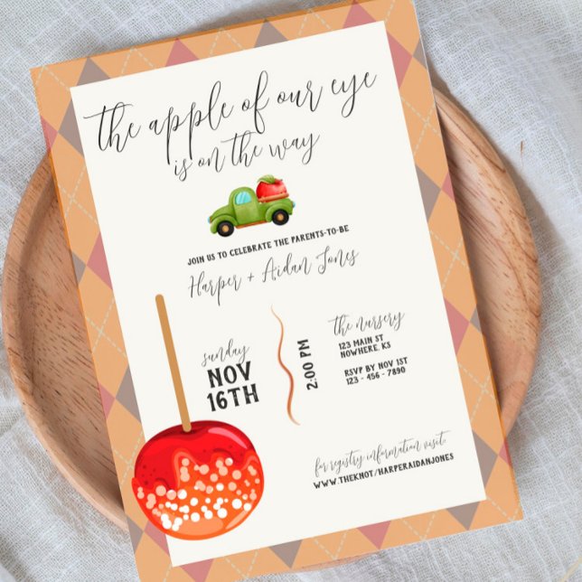 Caramel Apple - Invitación de Baby Shower roja (Subido por el creador)