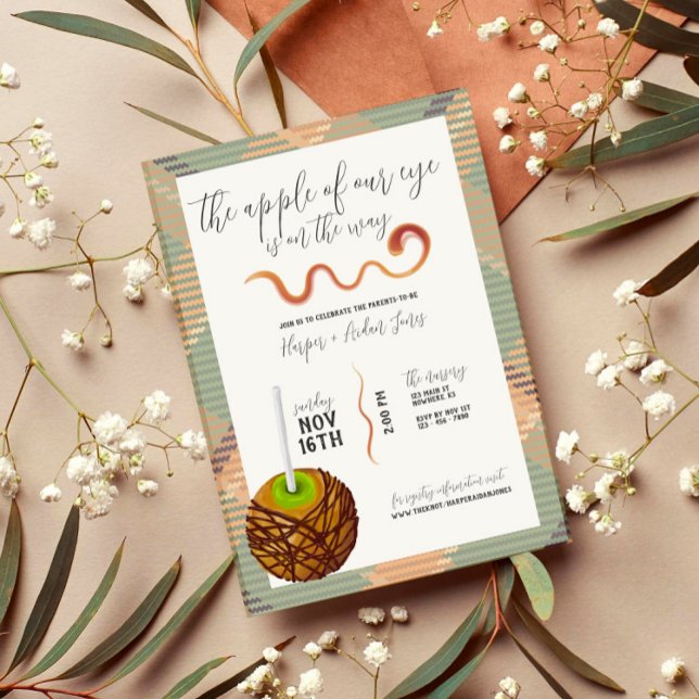 Caramel Apple - Invitación verde a Baby Shower (Subido por el creador)