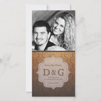 Caramel Damask Filligree Guardar tarjeta fotográfi