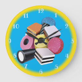 Caramelo Allsorts. Reloj de pared grande. Amarillo