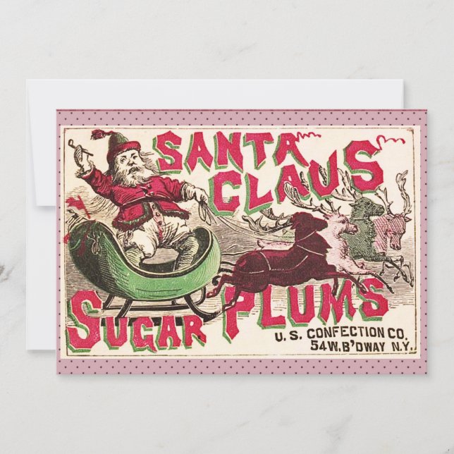 Caramelo Antiguo Anuncio de Azúcar Ciruelas Santa  (Anverso)