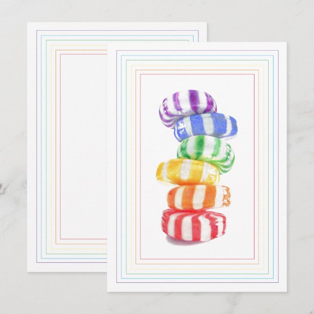 CARAMELO ARCOIRIS Tarjeta plana 4.5x6.25 (Anverso / Reverso)