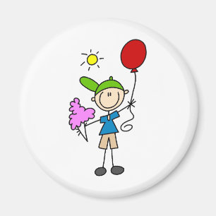 Caramelo y globos de algodón en el imán justo