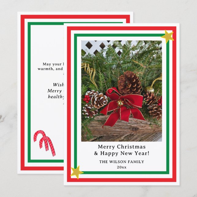 Caramelos de bastón de Navidad con lazo rojo INSER (Anverso / Reverso)