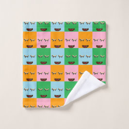 Caras de bloques de monstruo sonrientes