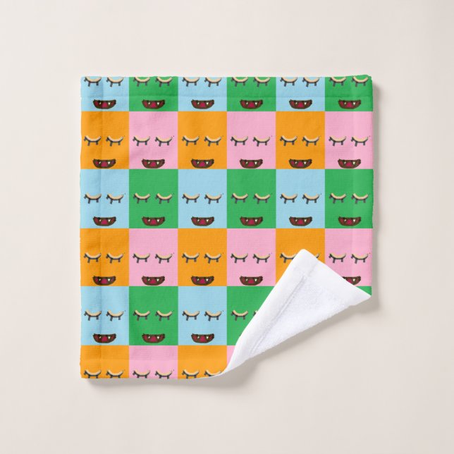 Caras de bloques de monstruo sonrientes (Toallita)