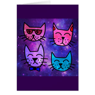 Caras de Gato Geniales en un Fondo Espacial