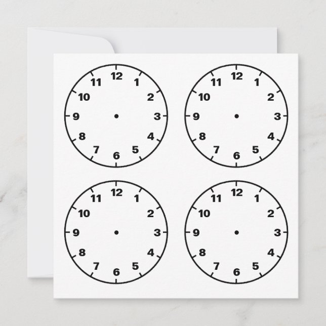 Caras de reloj en blanco Tarjetas imprimibles desc (Anverso)