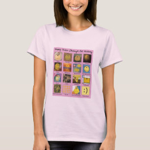 caras felices a través de la camisa de la historia