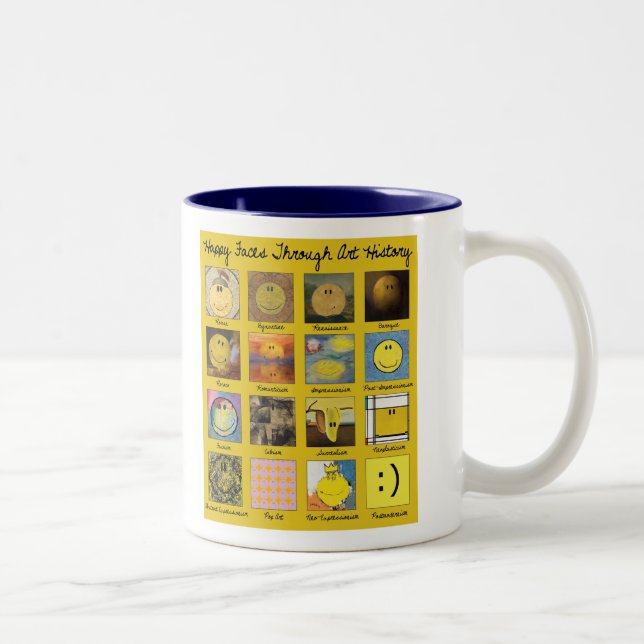 caras felices a través de la taza del regalo de la (Derecha)