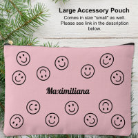 Caras felices negras en rosa - gran bolsa accesori