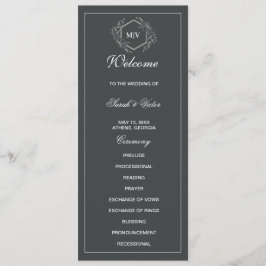 Carbón Gris Monograma doble tarjeta de programa la