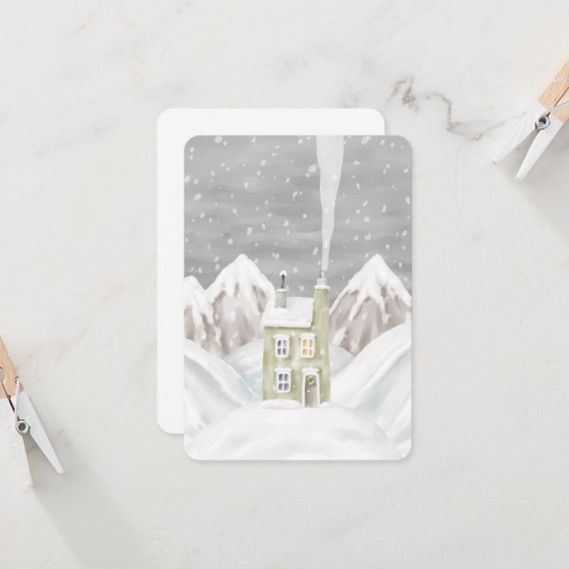 Card (8,9 x 12,7 cm) - Winter Scene (Anverso/Reverso In Situ)