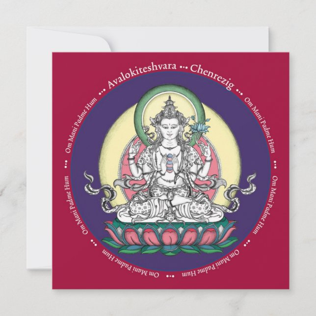 CARD Chenrezig / Avalokiteshvara - con sobre (Anverso)