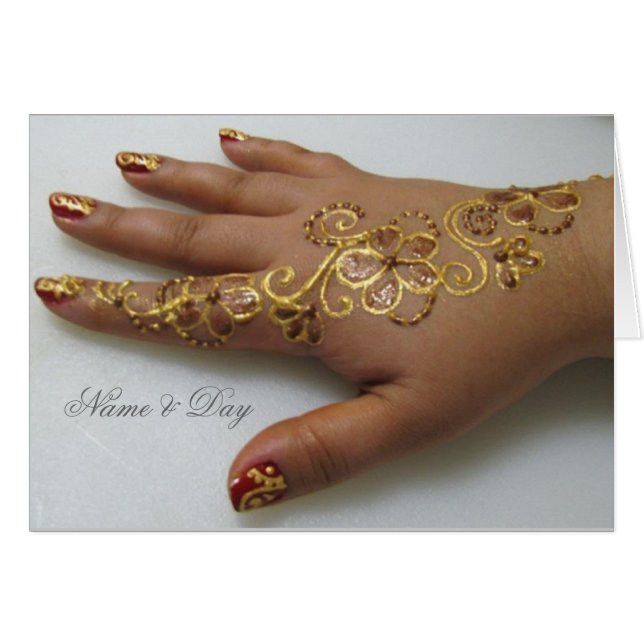 Card Gold Mehndi Hand (Anverso (Horizontal))