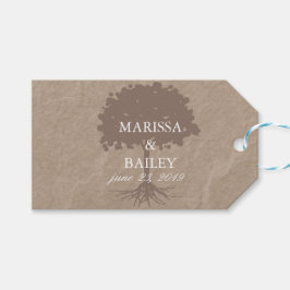 Cardboardand Tree Boda Gracias Etiqueta