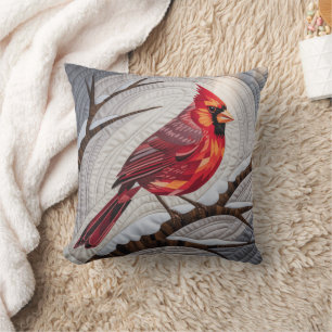 Cardenal Cardinal Bird Quilt & Cojín decorativo -