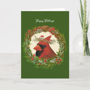 Cardenal con tarjeta de vacaciones toadstoide