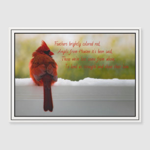 Cardenal con tarjeta magnética del poema Heaven