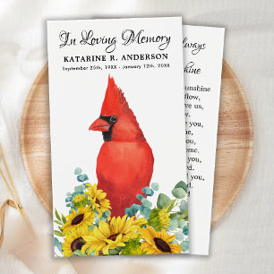 Cardenal conmemorativo girasol Funeral Tarjeta de