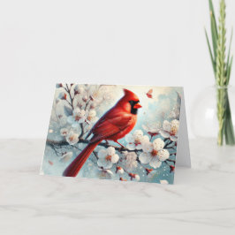 Cardenal de Invierno con Flores de Navidad