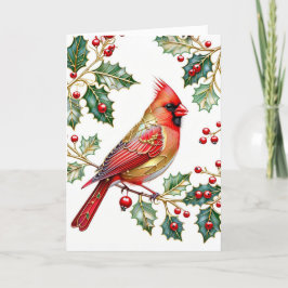 Cardenal De Invierno Con Tarjeta De Nota Holly