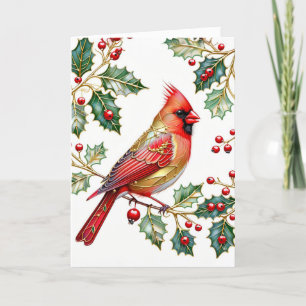 Cardenal De Invierno Con Tarjeta De Nota Holly