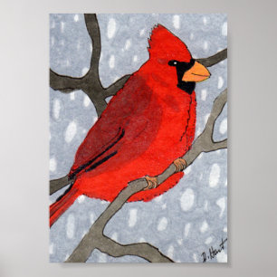 Cardenal de invierno en el Mini Arte Popular de Ni