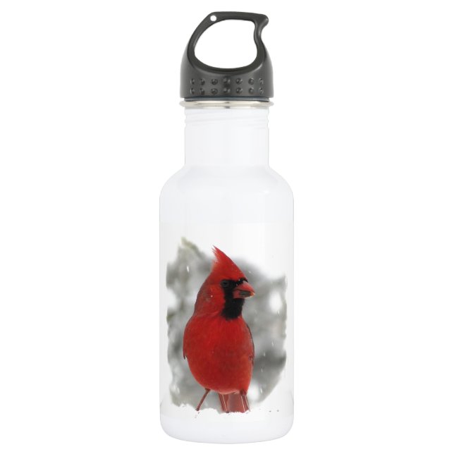 Cardenal en botella de agua de 18oz de nieve (Anverso)