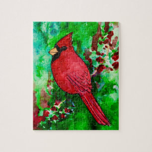 Cardenal en el rompecabezas de la pintura de color
