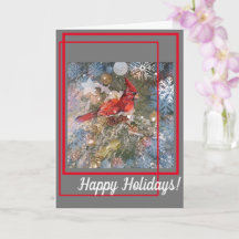 Cardenal en tarjeta de Navidades de abeto