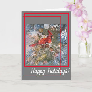 Cardenal en tarjeta de Navidades de abeto