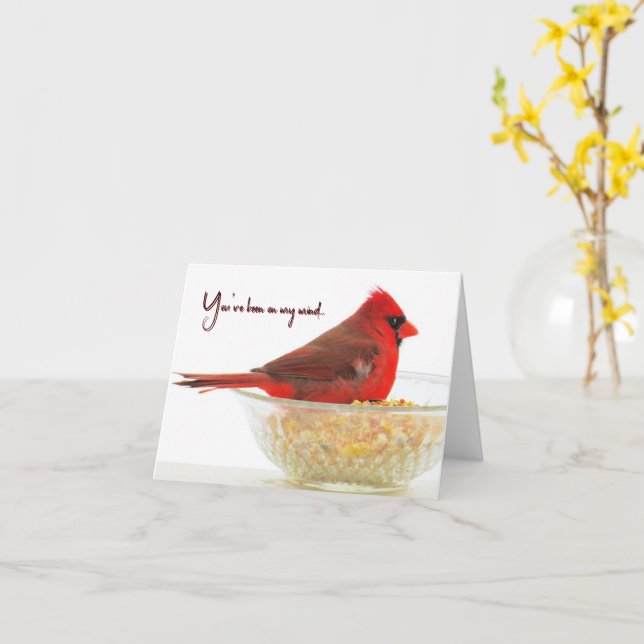 Cardenal - Has estado en mi mente - Tarjeta en bla (flor amarilla)