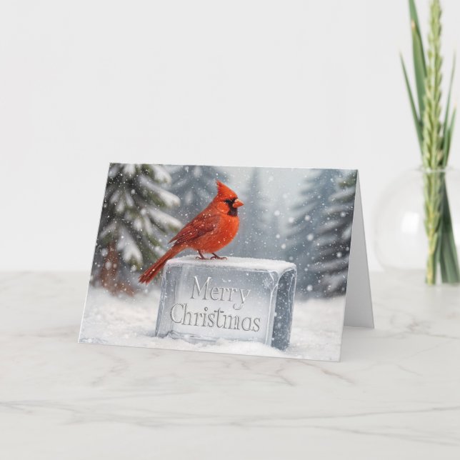 Cardenal navidad En Copos De Nieve Sobre Hielo (Anverso)