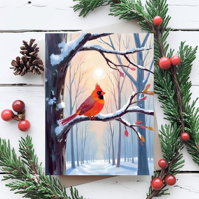 Cardenal Rojo | Acuarela de Navidad de Bosque Inve (Subido por el creador)