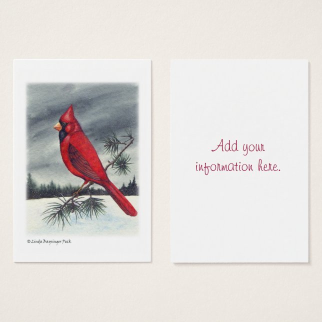 Cardenal rojo Bird Watercolor (Anverso y reverso)