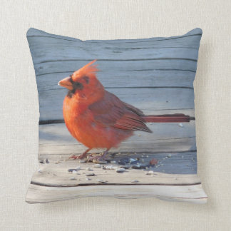 Cardenal rojo en el Cojín decorativo de madera