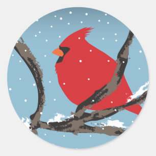 Cardenal Rojo En Un Pegatina De Rama