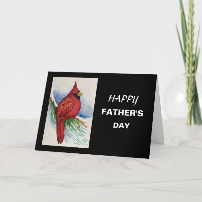 Cardenal rojo: tarjeta del día del padre feliz (Anverso)
