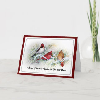 Cardenales de invierno Tarjeta de Navidades de ave