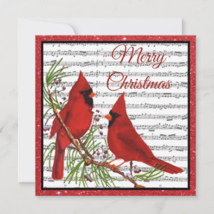 cardenales de Navidad con marco de purpurina