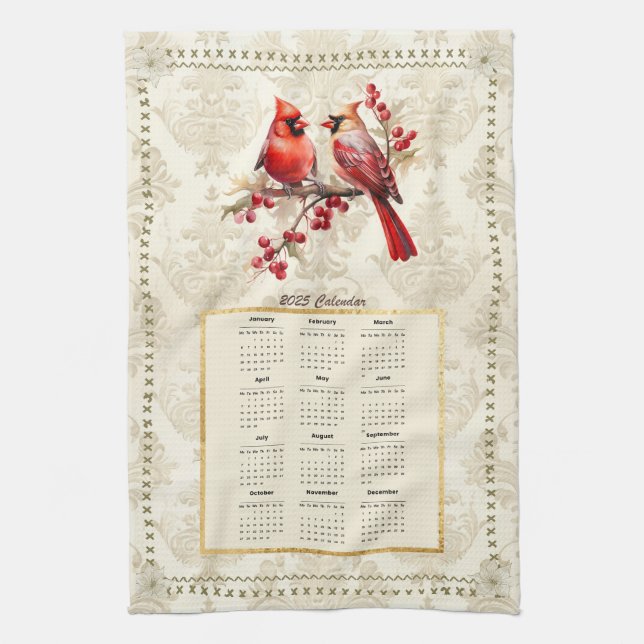 Cardenales de toalla de calendario 2025 (Vertical)