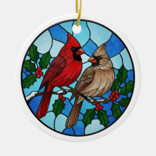 Cardenales de vacaciones Ornamento de árbol de Nav