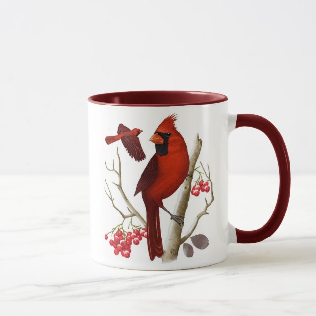 "Cardenales en" la taza de café salvaje del pájaro (Derecha)